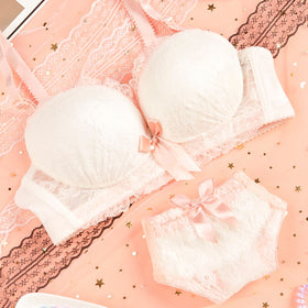 3 Colors New Floral Cotton Girl Bra Set Cute Underwear for Women A Cup