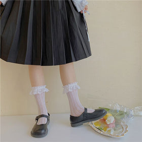 3 Colors.Women's Thin Lolita Princess Lace Socks.Vintage Ladies Girl's