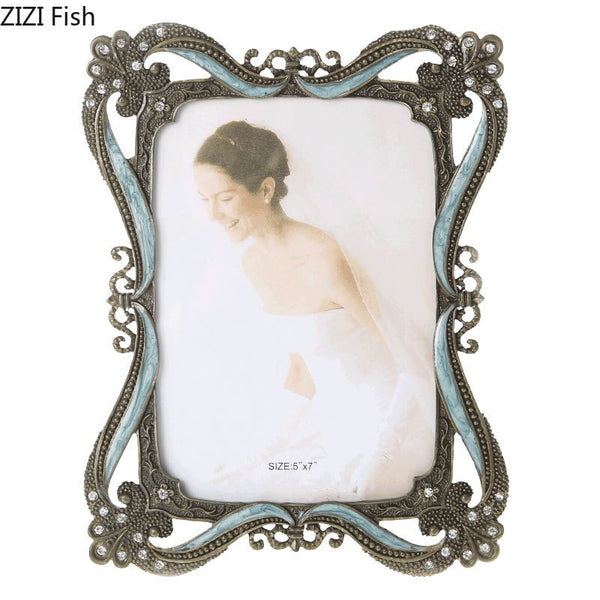 4/6/7 Inch Diamond set Metal Photo Frame European Classic Family