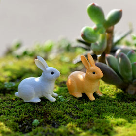 4 Pcs Running/Sitting Rabbit Garden Ornament  Miniature Figurine Plant