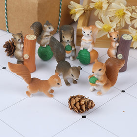 4 Pcs Squirrel Figurines Miniatures Fairy Garden Gnome Moss Gift Resin