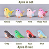 4 Pcs/set Resin Home Ornament Cute Little Birds Animal Model Figurine