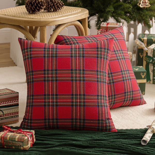 45X45cm Classic Scotch Plaids Red Throw Pillow Sham, Chrismas