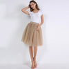 5 Layers 60cm Princess Midi Tulle Skirt Pleated Dance Tutu Skirts