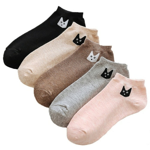 5 Pairs Of Women's Cotton Ankle Socks Fun Cute Casual Boat Sock Cotton