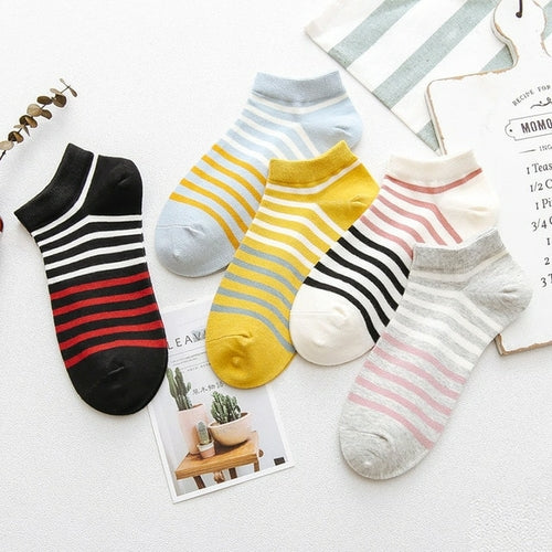 5 Pairs Of Women's Cotton Ankle Socks Fun Cute Casual Boat Sock Cotton