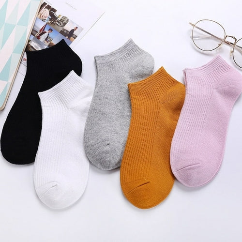 5 Pairs Of Women's Cotton Ankle Socks Fun Cute Casual Boat Sock Cotton