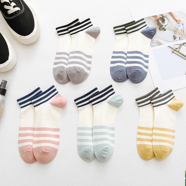 5 Pairs Of Women's Cotton Ankle Socks Fun Cute Casual Boat Sock Cotton