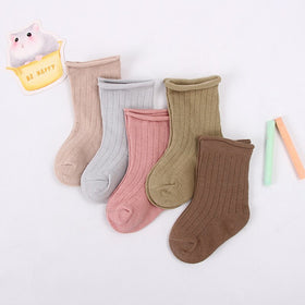 5 Pairs/Pack Cotton Newborn Baby Ankle Socks Soft Solid Casual Toddler