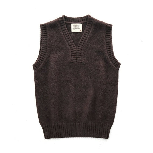 7015 Winter Fall Thick Knitting Sleeveless Sweater Pullover Vest Men