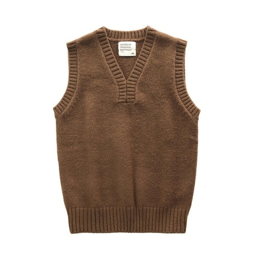 7015 Winter Fall Thick Knitting Sleeveless Sweater Pullover Vest Men