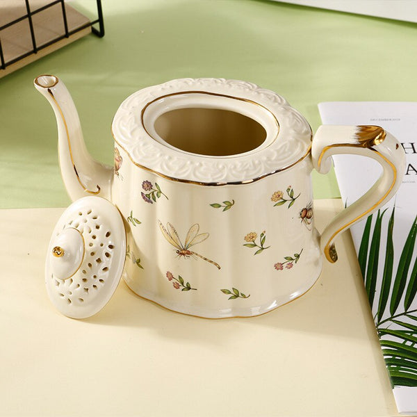 800ml European Palace Style Retro Ceramic Afternoon Tea Pot Butterfly