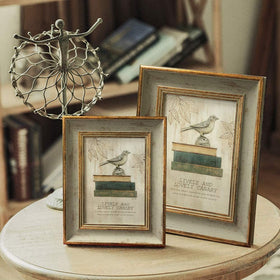 8x10  Family Vintage Picture Frame Ornament Green Gold Antique