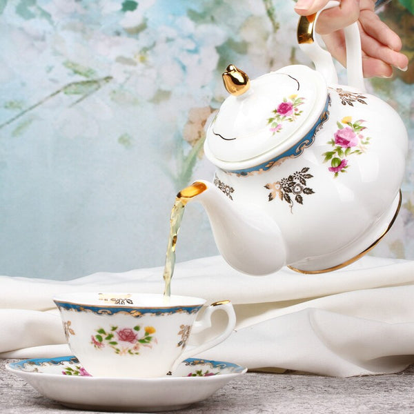 900ml European Style Garden Afternoon Tea Pots Teapot Ceramic Bone