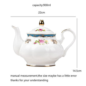 900ml European Style Garden Afternoon Tea Pots Teapot Ceramic Bone