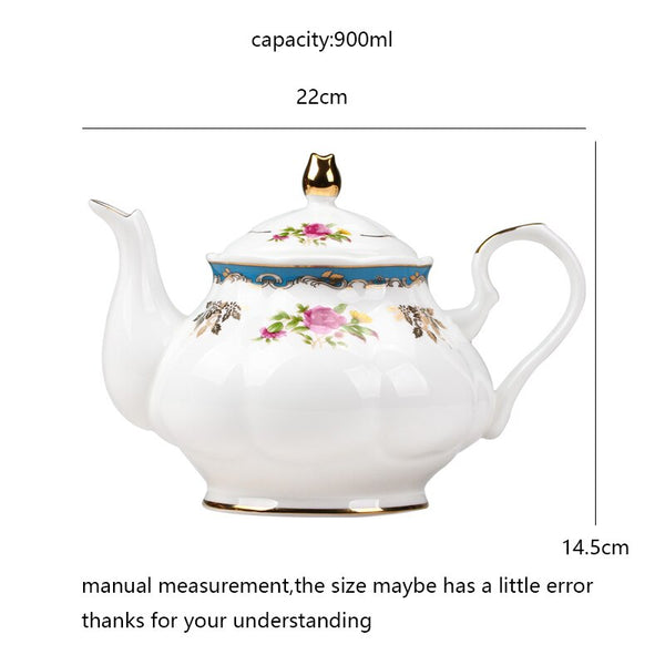 900ml European Style Garden Afternoon Tea Pots Teapot Ceramic Bone