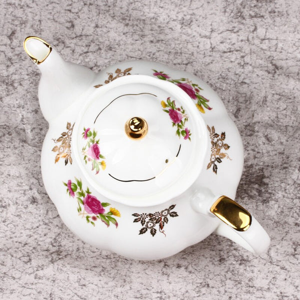 900ml European Style Garden Afternoon Tea Pots Teapot Ceramic Bone