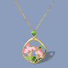 925 Silver Ladies Necklace Pink Flowers Elegant Pendant Necklace Pink