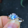 925 Silver Natural Blue Moonstone lady ring glass quality is