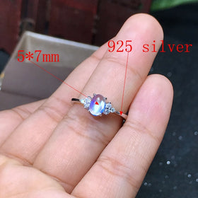 925 Silver Natural Blue Moonstone lady ring glass quality is