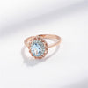 925 Sterling SIlver Wedding Rings For Women Blue Topaz Rose Gold