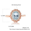 925 Sterling SIlver Wedding Rings For Women Blue Topaz Rose Gold