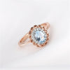 925 Sterling SIlver Wedding Rings For Women Blue Topaz Rose Gold