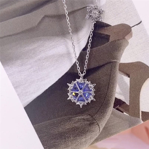 925 Sterling Silver Snowfake Charm Pendant Choker Korean Necklace For