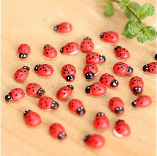 10pcs/lot Cute Mini Ladybugs Garden Miniatures Artificial