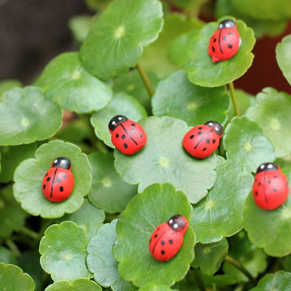 10pcs/lot Cute Mini Ladybugs Garden Miniatures Artificial