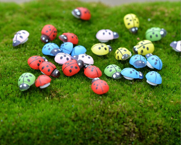 10pcs/lot Cute Mini Ladybugs Garden Miniatures Artificial