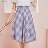 100% Cotton Plaid High Waist Skirt