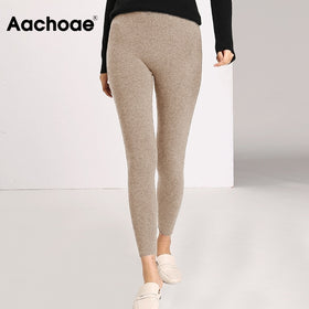 Aachoae Autumn Winter Women Leggings 2020 Solid Casual Slim Pants