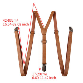 Vegan Leather Suspender Men Y Shape Braces Adjustable