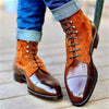 Autumn 2021 Men PU Leather Stitched Martin Boots Lace Up British High