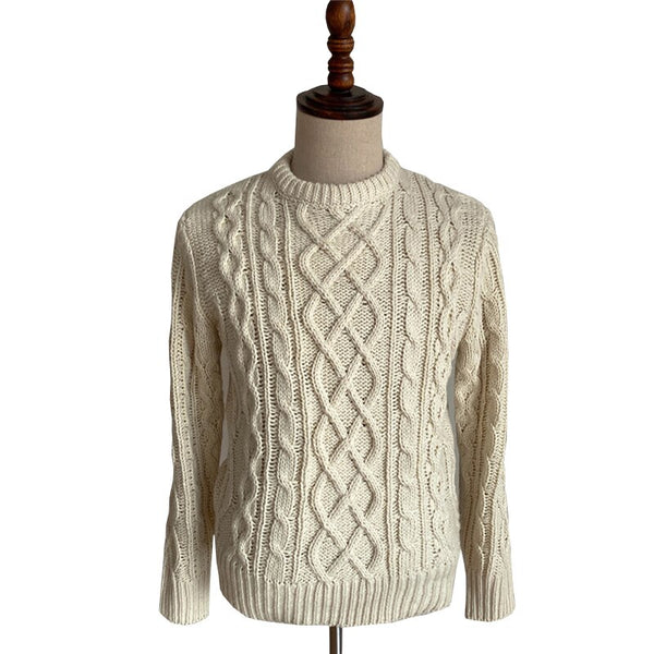 Autumn Men's Retro Thick Line Pullover Sweater Soft and Comfortable