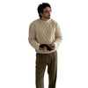 Autumn Men's Retro Thick Line Pullover Sweater Soft and Comfortable