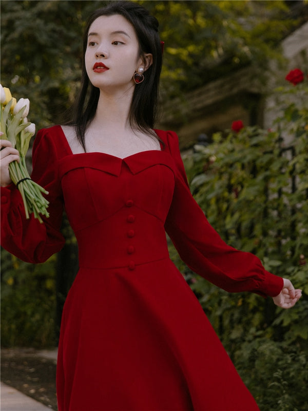 Cottagecore Dress Clothing Red Velvet Vintage Classic Classy 