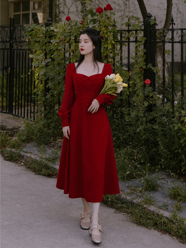 Cottagecore Dress Clothing Red Velvet Vintage Classic Classy 