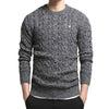 Autumn Winter Thickened Round Neck Slim Fit Twist Knit Sweaters Cotton