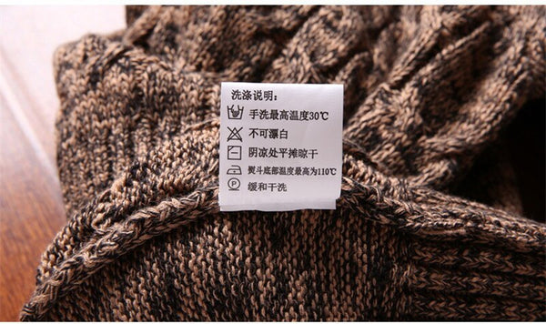 Autumn Winter Thickened Round Neck Slim Fit Twist Knit Sweaters Cotton