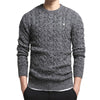 Autumn Winter Thickened Round Neck Slim Fit Twist Knit Sweaters Cotton