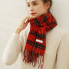 Autumn Winter Scarf Red Grids Beige Checked
