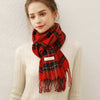 Autumn Winter Scarf Red Grids Beige Checked