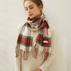 Autumn Winter Scarf Red Grids Beige Checked