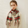 Autumn Winter Scarf Red Grids Beige Checked