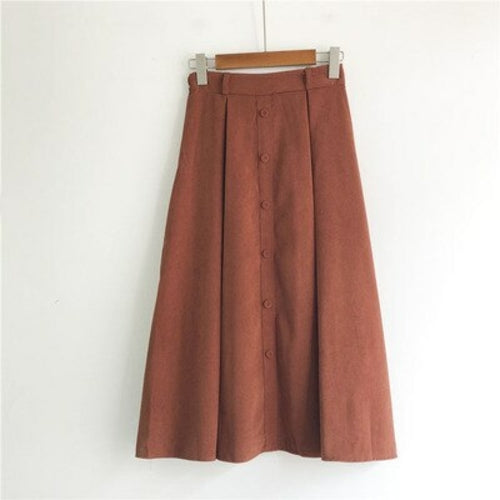 Autumn and winter deer velvet skirts single breasted match skirts