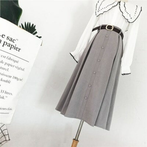 Autumn and winter deer velvet skirts single breasted match skirts