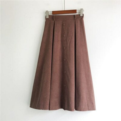 Autumn and winter deer velvet skirts single breasted match skirts