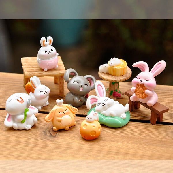 BAIUFOR Miniature Fairy Garden Anime Figures Cute Rabbits Micro